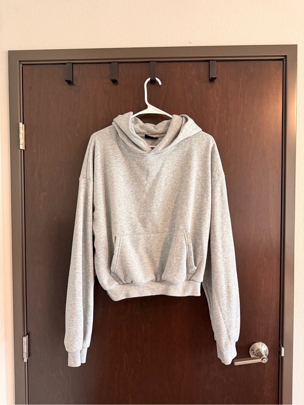 Women's Gray Cropped Hooded Sweatshirt